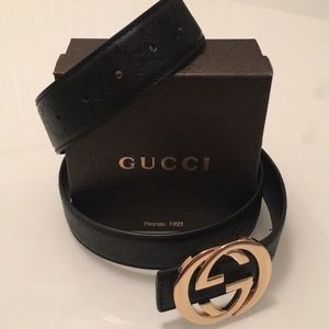 Black and gold double G belt